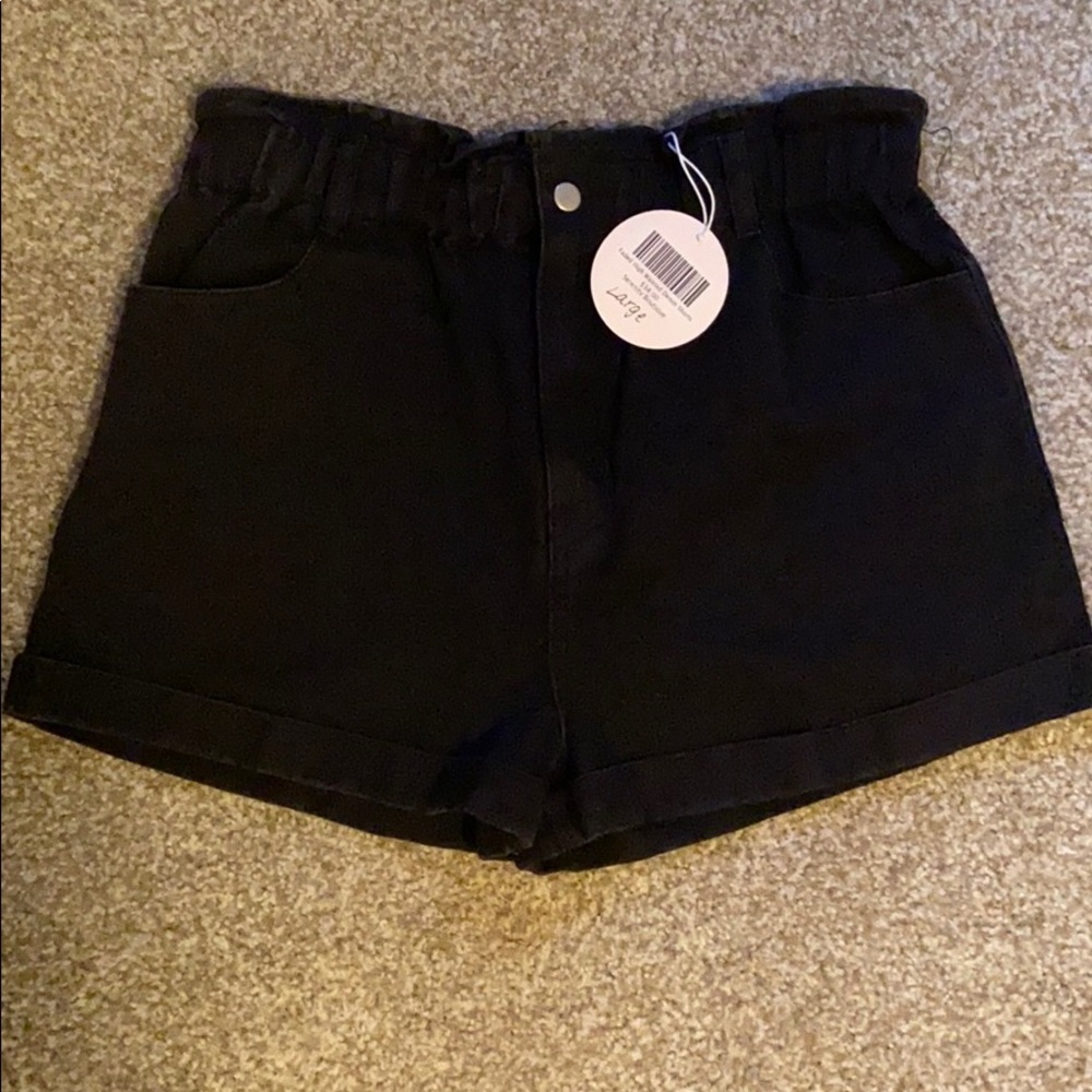Black High Waist denim shorts